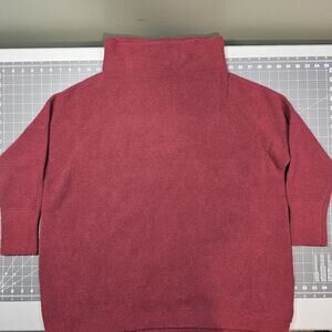 Free People Sweater Medium Maroon Crimson Cowl Turtle Neck Heavy 3/4 Sleeve